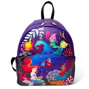 Disney Danielle Nicole Little Mermaid Purple Multicolor Fun Backpack Bag